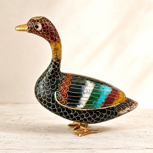 Vintage chinese cloisonne duck - vintage,