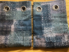 Next Teal Grey Navy Blue Metallic Silver Cotton EYELET Curtains 168xx183 CM