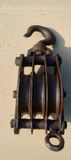 Vintage Triple Wheel Pully / Rope Hoist / block and tackle / Old tools / rigging