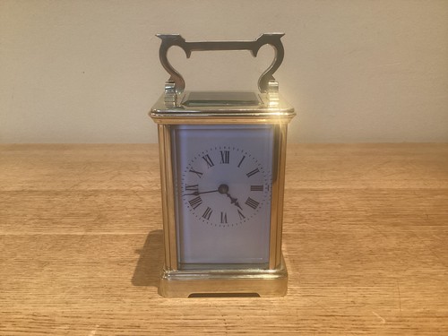 Eight day brass carriage clock - day,