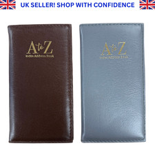 A-Z Alphabet Leather SLIM Executive Telephone Index Address Book Grey Brown
