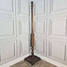 Antique Carved & Turned Oak Standard Lamp / Room Floor Light - For Rewiring
