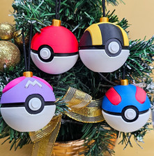 4 Character Pokeball Christmas Tree Bauble Decoration Cosplay & Prop 3D Printed