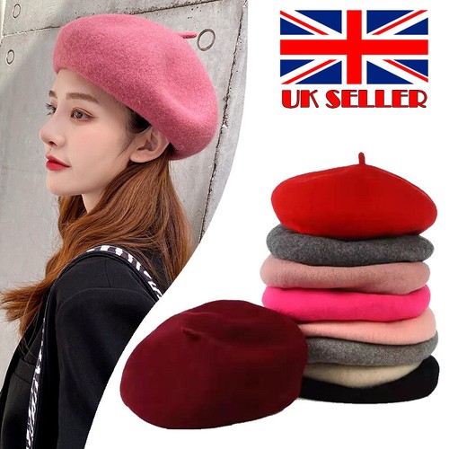Plain beret hat wool - plain,