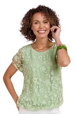 Ladies Bubble Hem Burnout Top