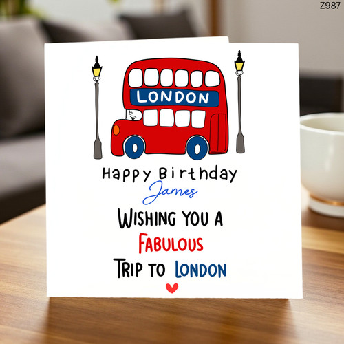 London birthday card red bus - red,