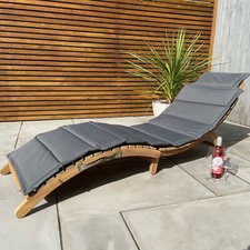 Garden Gear Acacia Sun Lounger Folding Wooden Chair with Cushion Outdoor Seat