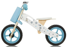 BLUE Wooden Balance Bike - Childrens Learning - Suitable for 3 Years+ - NEW - CE