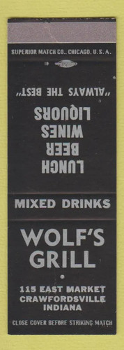 Matchbook cover wolf - cover, grill