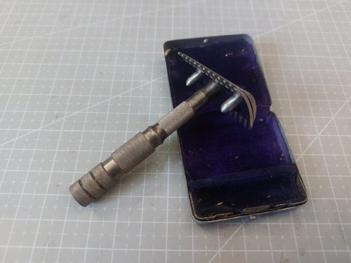 Vintage brass travel razor - vintage,