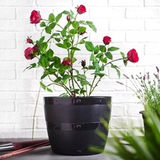 Large 50cm Barrel Tub Planter Plant Flower Pot Black Home Garden Patio Round Tub