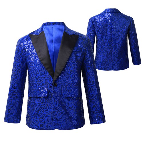Boys shiny sequin lapel jacket - lapel,