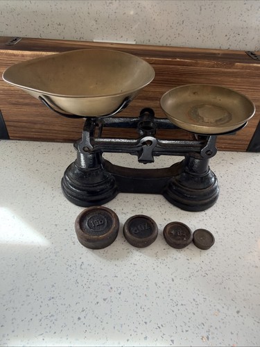 Vintage cast iron weighing - iron,