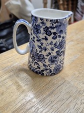 Vintage Small Abbeydale Collection Ceramic Blue/White Floral Cream Jug
