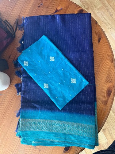 Soft silk saree blue - saree, .blue
