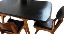 Mid century teak extending dining  table x 4 retro chairs authentic black 1960’s