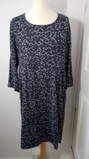 Adini Dress - Size L1 UK 18 - Black Blue White - Half Sleeves - Lined - 392