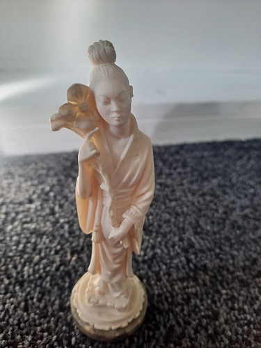 White stone geisha figurine - stone,