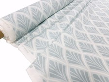 Laura Ashley Cotton Curtain Fabric Florin Duck Egg Blue Art Deco