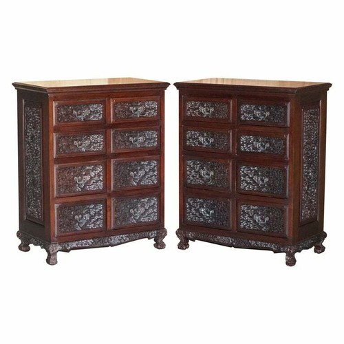 Pair heavily carved vintage - pair,
