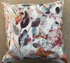 Fryetts Meadow Floral Cushion Cover Rust / Blue/Grey 18x18 Handmade