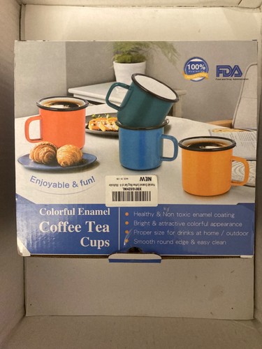 Coloured enamel belly mugs - enamel,