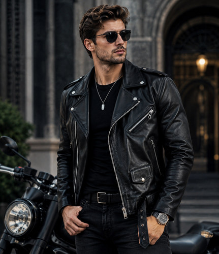 Men motorcycle leather - motorcycle,