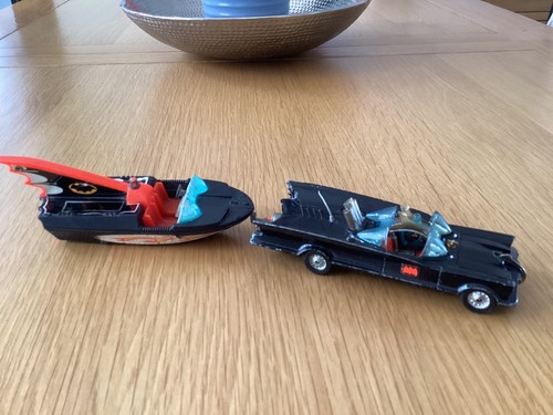 Corgi batmobile and batboat - and,