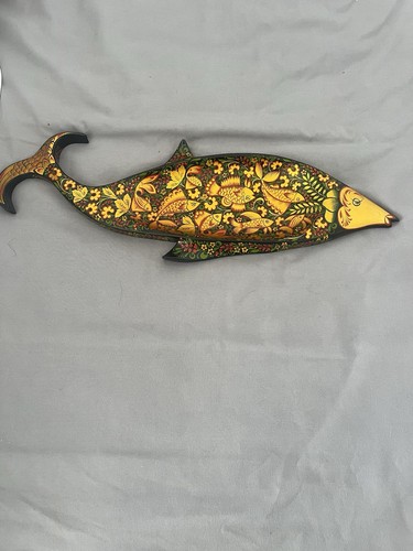 Vintage carved wooden fish - vintage,