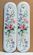 PAIR OF PORCELAIN FLORAL /  FLOWER DOOR FINGER PLATES