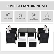 9PC Rattan Garden Furniture