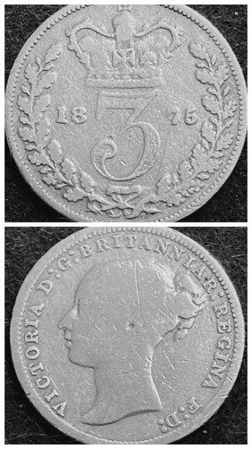 1875 three pence silver - 1875, (silver