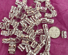 9mm silver plated dreadlock beads ADJUSTABLE hair cuff rings tubes braids plaits