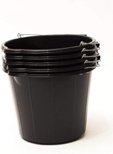 3-5X Black Bucket 3 Gallon Builders Buckets 14 Litre Strong Plastic (MADE IN UK)
