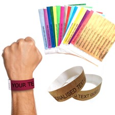 Printed Wristbands Bulk Buy Paper 19mm Lockdown Party Festival Personalised  