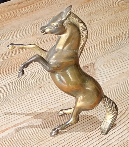 Brass rearing horse - , figure