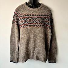 Fat Face Fair Isle Jumper Wool Blend Size XXL Brown Red Blue Nordic Christmas