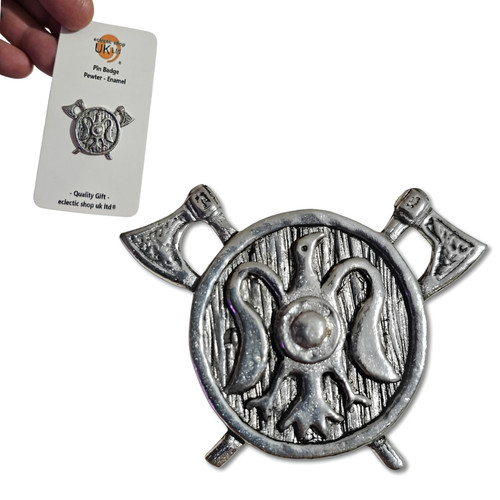 Viking shield pin badge pewter - shield,