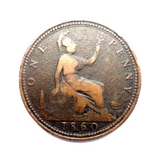 Victoria 1860 Beaded Border Bun Head Penny F6