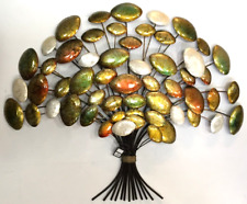 Contemporary Metal Wall Art Decor Sculpture tree bunch mother of pearl