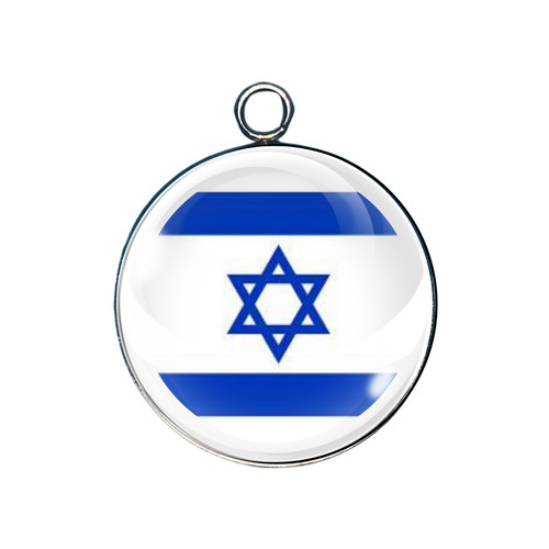 Israel flag glass charm - glass, 14mm
