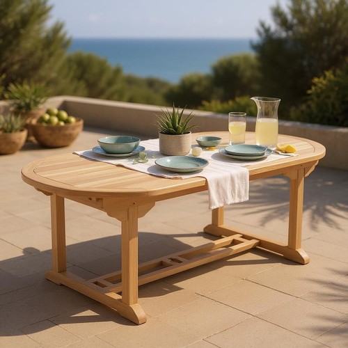 Teak dining table oval - teak,