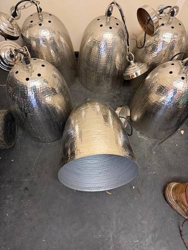 Silver hammered ceiling light - hammered,