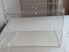 Clear Perspex Shop Stand Display Counter Box Tilt Lid H 22cm x W 30cm x D 17cm