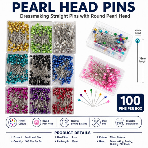100 sewing pins multicolor - 100,