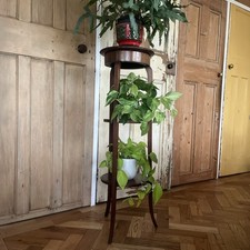 Vintage Edwardian Mahogany Plant Stand Jardiniere 3 Shelves Three Tier