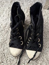 Ash Genial black lace wedge