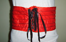 RED CORSET BELT 5.5" WIDE WAIST BAND SALOON CAN CAN GIRL FANCY DRESS COSTUME