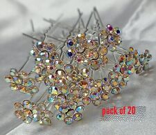 20 x Stunning Diamante AB Crystal High Quality Bridal Wedding Floral Hair Pins