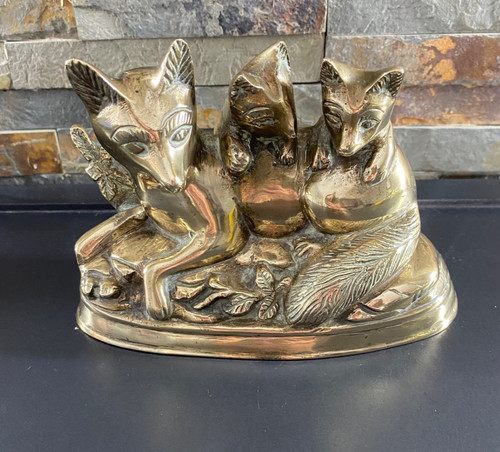 Brass fox figurine - brass,